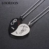 LOORDON STOCK Couples Jewelry Broken Heart Necklaces Black Couple Necklace Stainless Steel Engrave Love You Pendants Necklace
