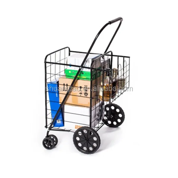Lifestyle Solutions Jumbo Deluxe Folding Shopping Cart With Dual Swivel Wheels 