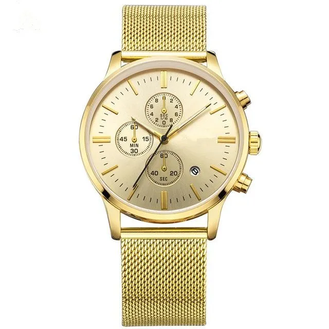 Stainless Steel Mesh Band Multifunction Cheap Mens Chronograph Watch ...