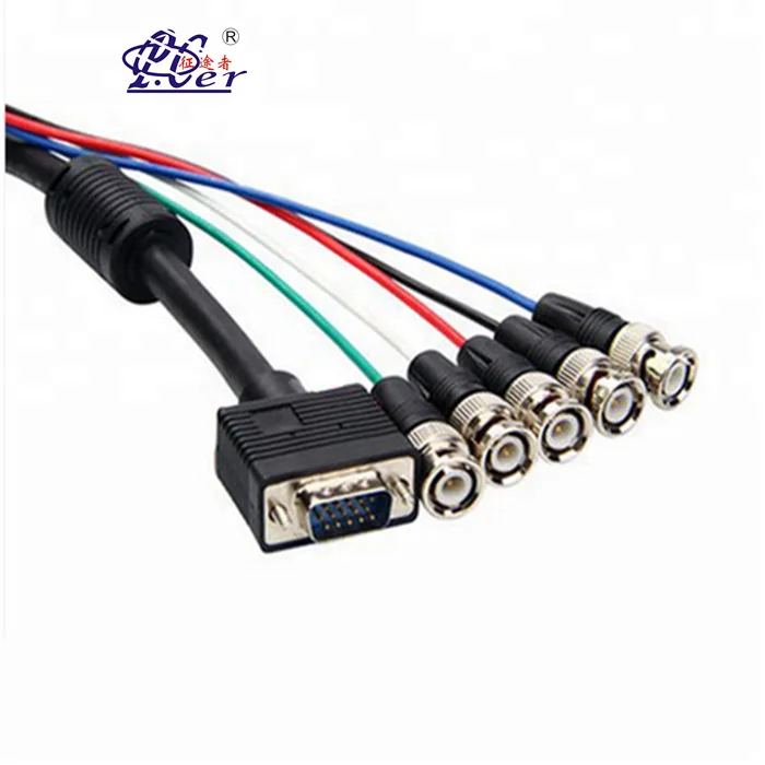 1Ft VGA HD15 Male to 5 BNC Female Component RGBHV Adapter Converter Cable Beige