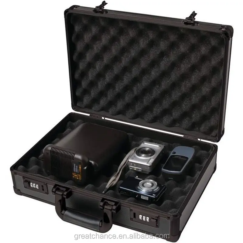 Padded Camera Or Pistol Storage Case,Black Hard Aluminum Handgun