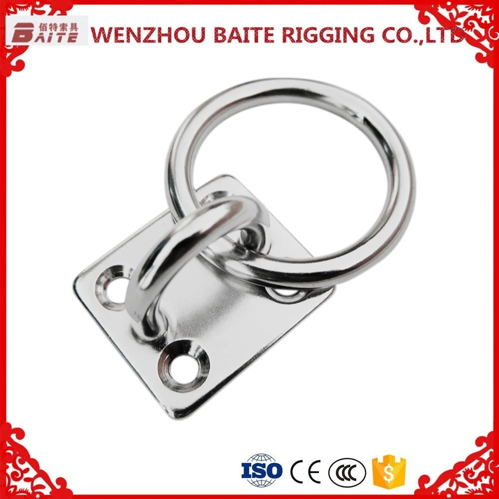 Stainless Steel Aisi304 Square Eye Plate With Ring Hitching Ring Lag in China Carabiner Rigging