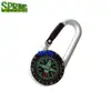 Metal alloy material Liquid Filled Compass Keychain Carabiner Snap Hook with Black Round Plastic Scale