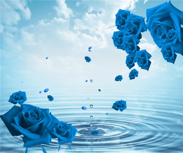 Ice Blue Roses And Water Drop Photo Decor Wall Wallpapers Buy Ice Blue Roses Wallpaperswater Drop Photo Decor Wallpapers Product On Alibabacom