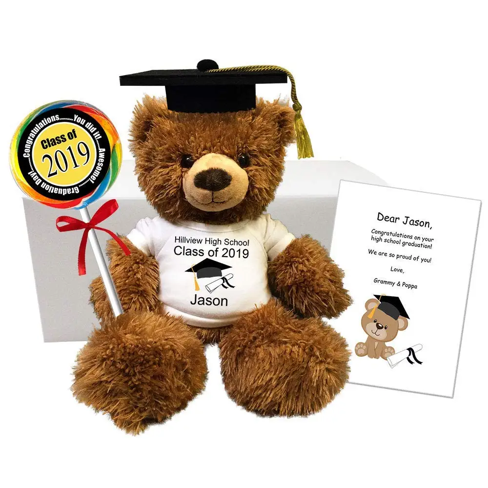 glass graduation teddy bear