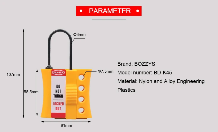 BOSHI New Product 4 Holes Nylon Body Material Lockout Hasp For Workplace