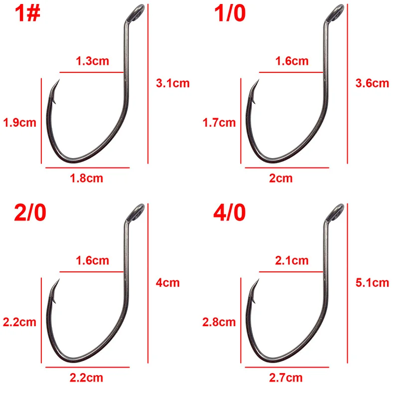 200pcs 8832 Catfish Bait Fishhooks High Carbon Steel Fishing Hooks Black Nickel