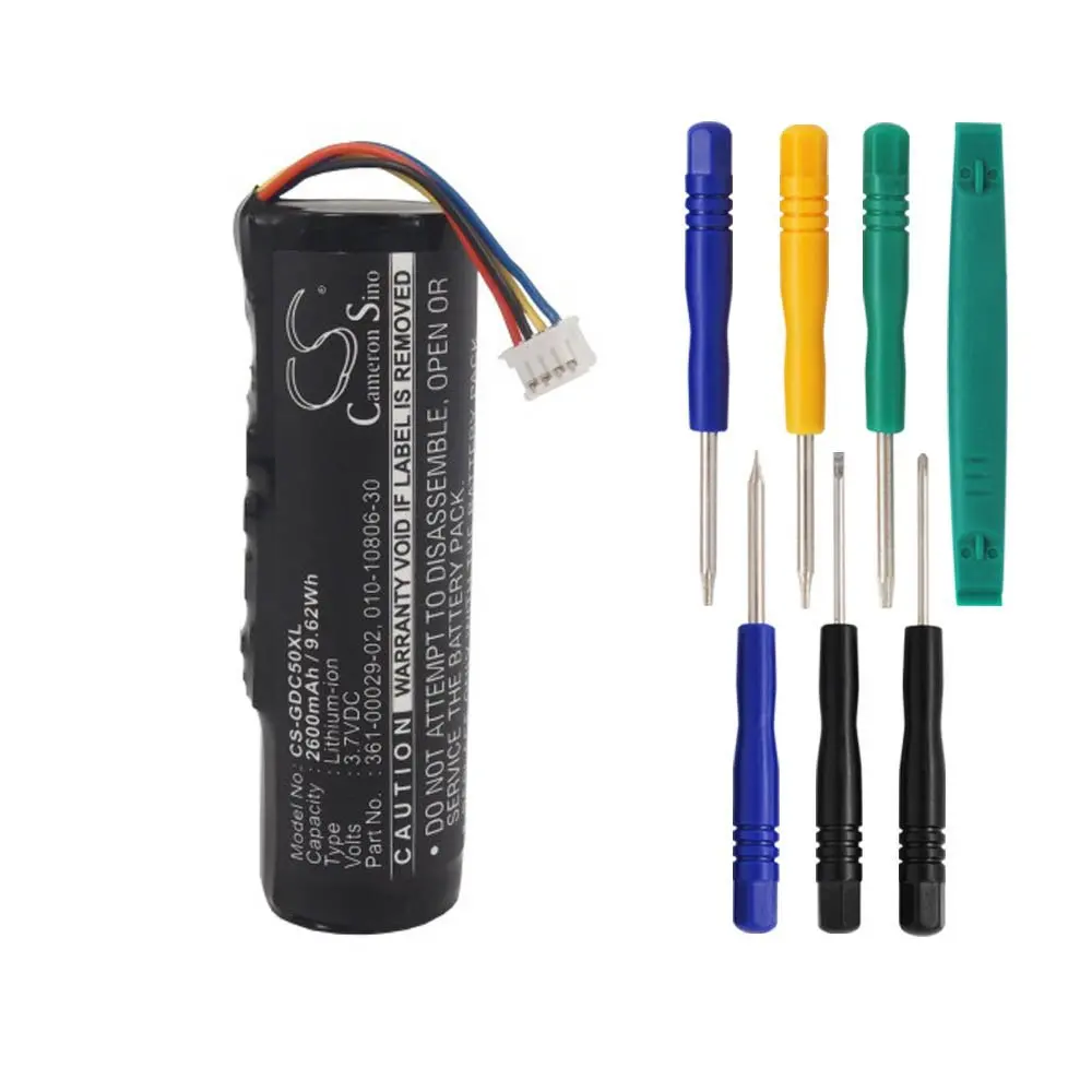 Cameron sino 2600mAh Li-ion Rechargeable Battery 361-00029-02 Replacement For Garmin DC50 Dog Tracking Collar, Alpha, TT10 Dog Device With Tools Kit