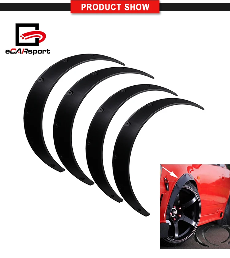 Universal Black 4 Pcs Fender Flares Arch Wheel Eyebrow Protector