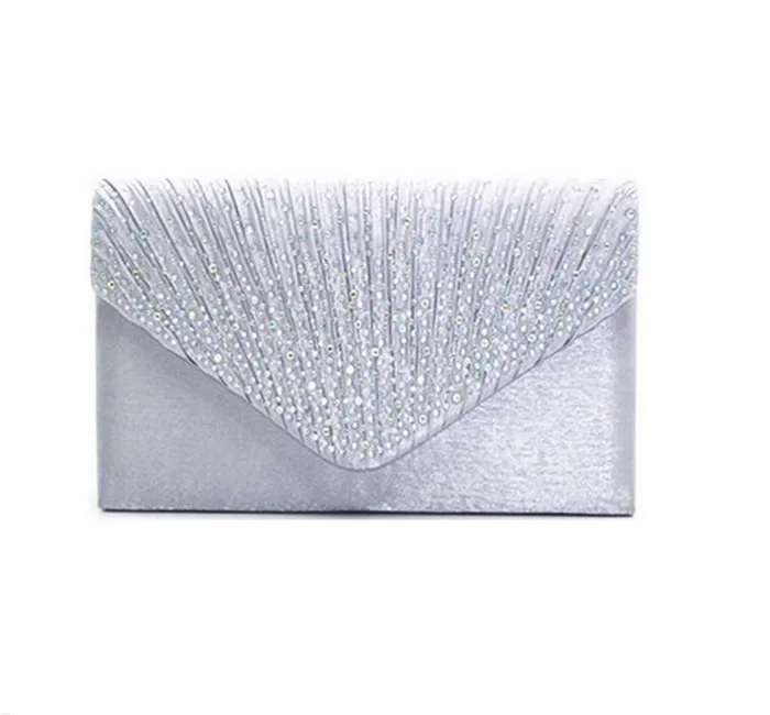 2017 New bridal glitter satin envelope clutch bag women evening bag
