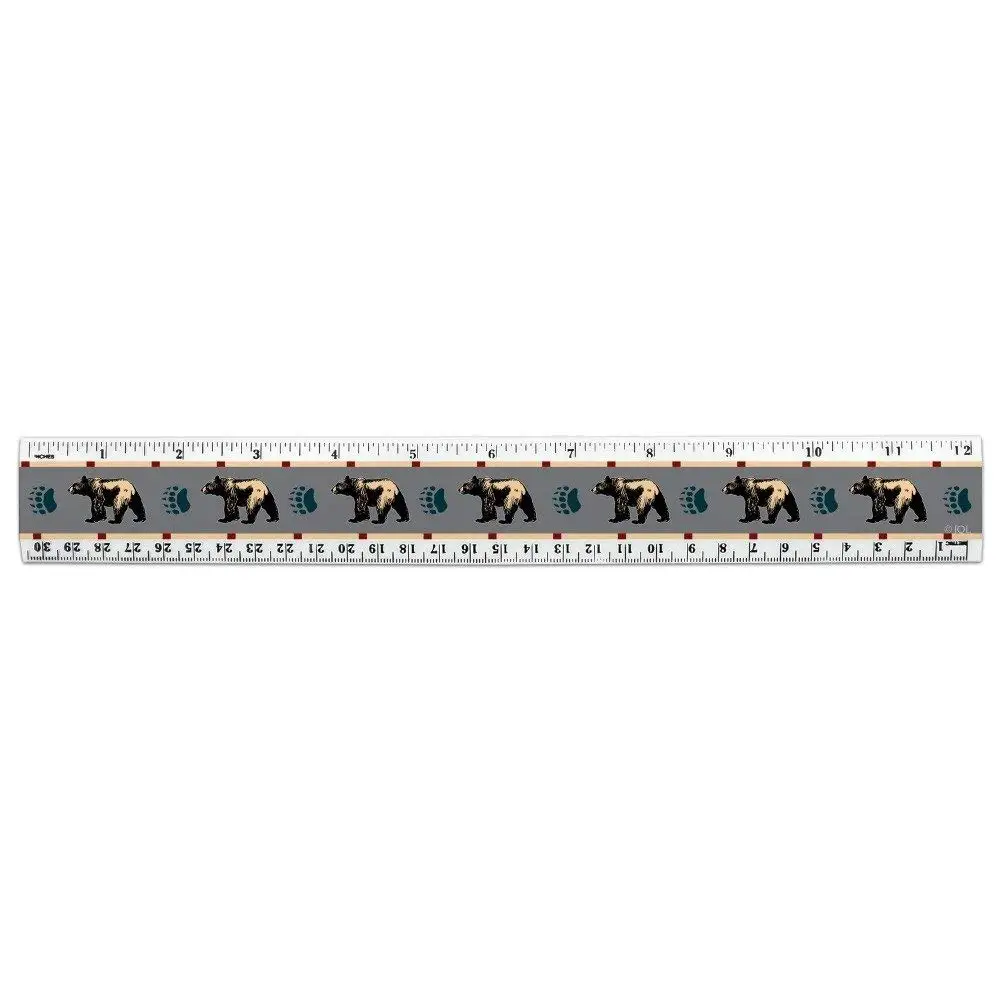 Southwestern Bear Paw Prints Hunting Camping 12 Inch Standard and Metric Plastic Ruler
