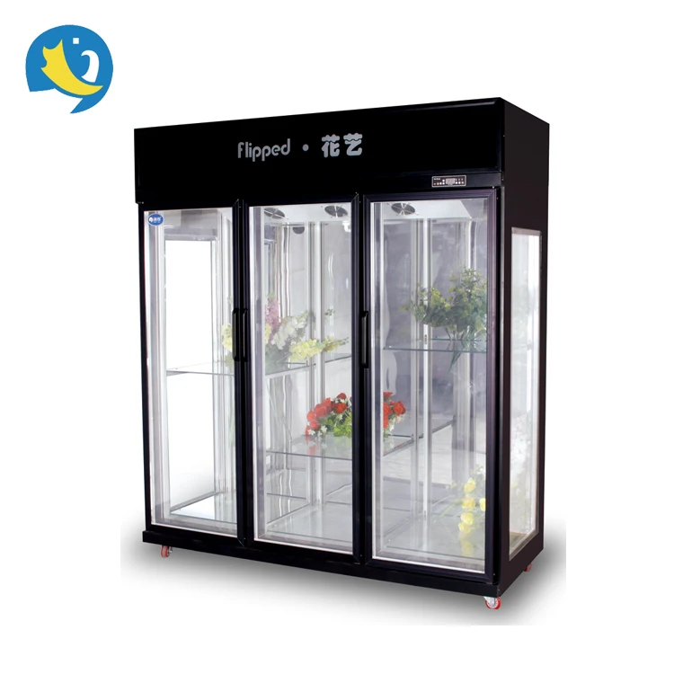 Four side glass door display cooler 2~8 degree commerical luxury flower cabinet refrigerator