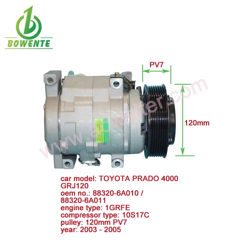 10s17c Brand New Car Ac Compressor For Prado 4000 Grj120 120mm/pv7 Oe