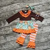 Halloween Thanksgiving Original manufacturer sell baby outfits high quality stripe ruffle wholesale girls boutique clothes set