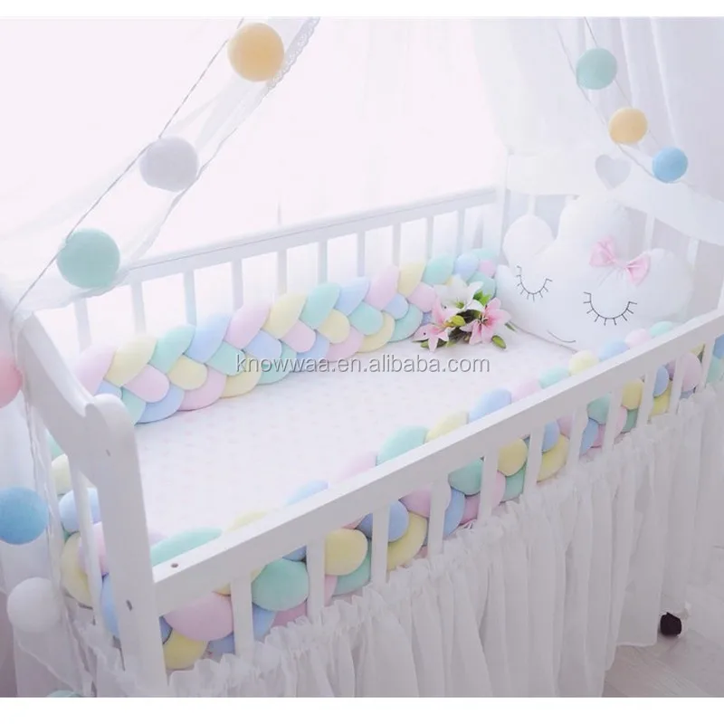 Baby Bedroom Decoration Plush Unicorn Rainbow Widen Long Knotted Baby Braided Crib Cot Bumpers Knot Pillow Buy Baby Knot Pillow Baby Crib Bumpers