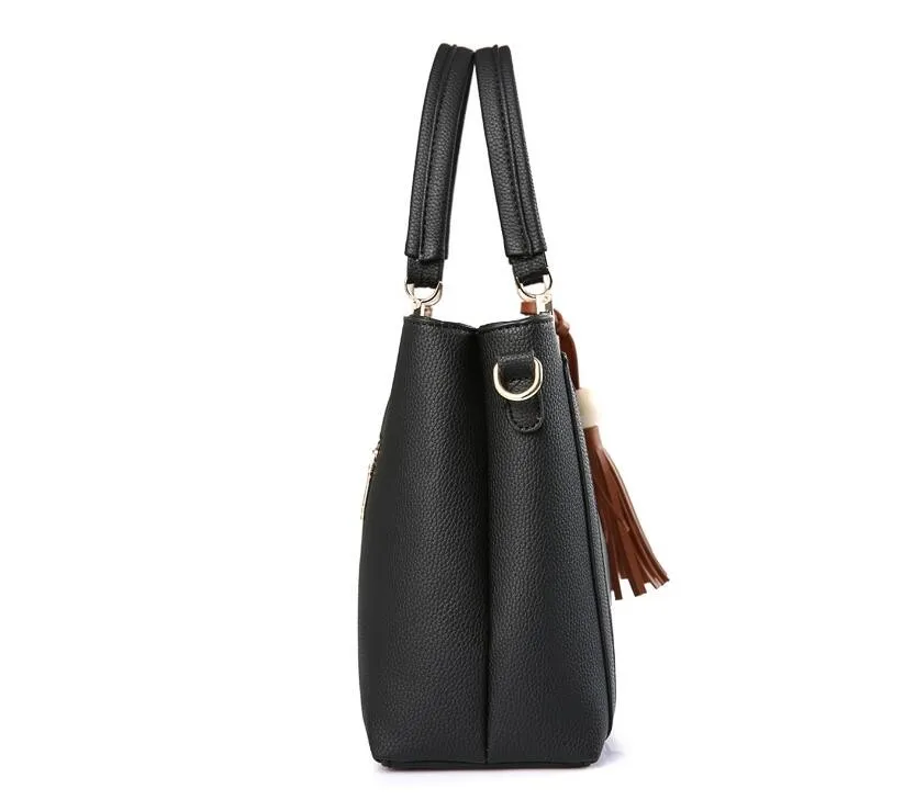 Flipkart Hot Sale Tassel Ladies Black Soft Pu Trend Leather Handbag With Strap Buy Leather