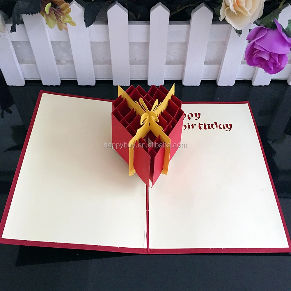 Heart Gift Box 3d Pop Up Birthday Greeting Card View Heart Shape Greeting Card Smile Product Details From Yiwu Smile E Business Firm On Alibabacom