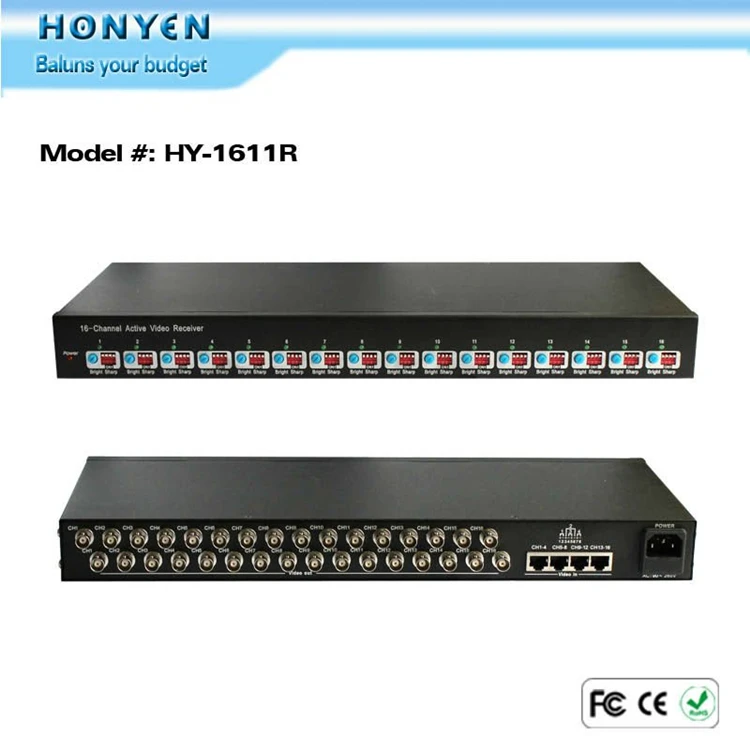 16 channel long distance HD active utp video balun HY-1611R
