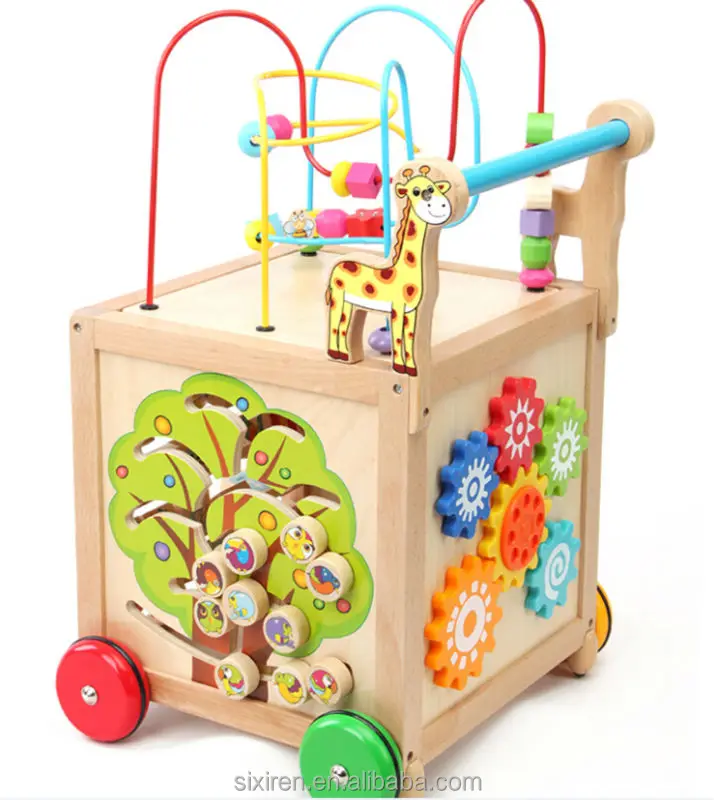 wooden activity cube walker