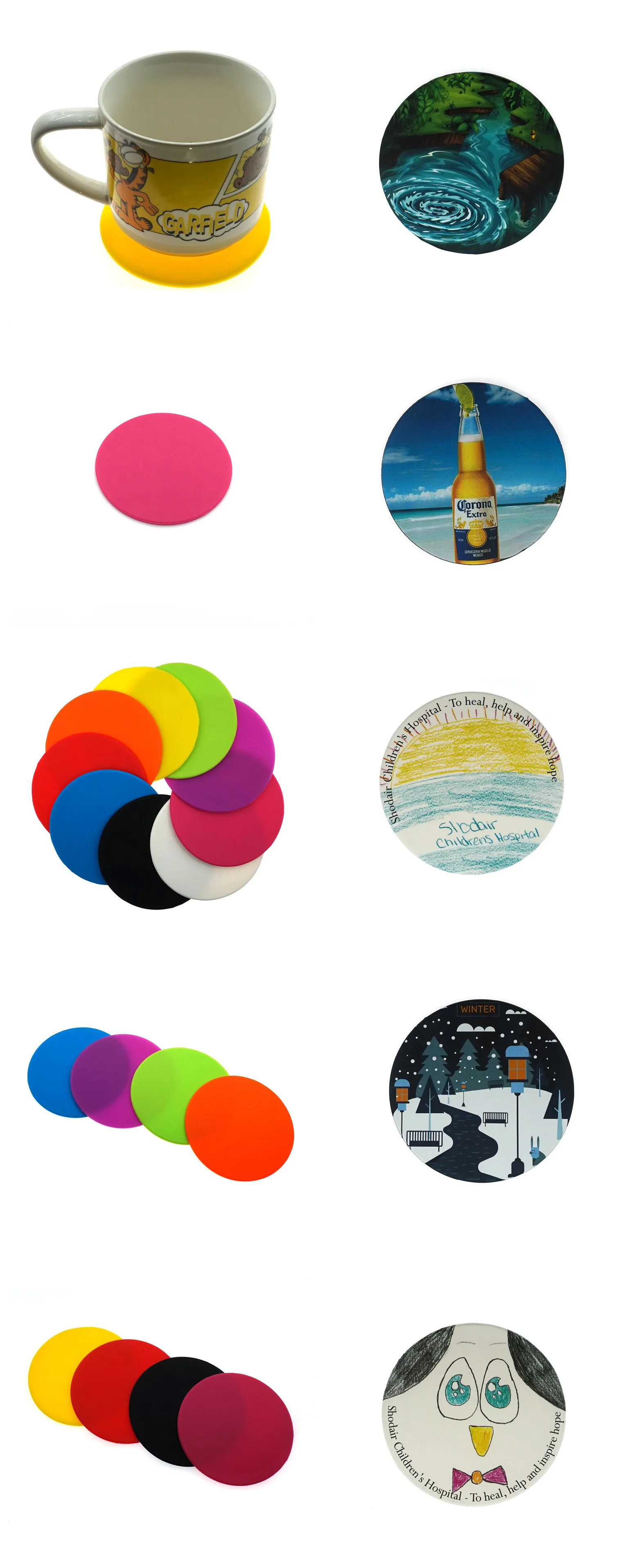 Sedex Factory wholesale silicone drink coasters pure color custom coasters round silicone cup mat
