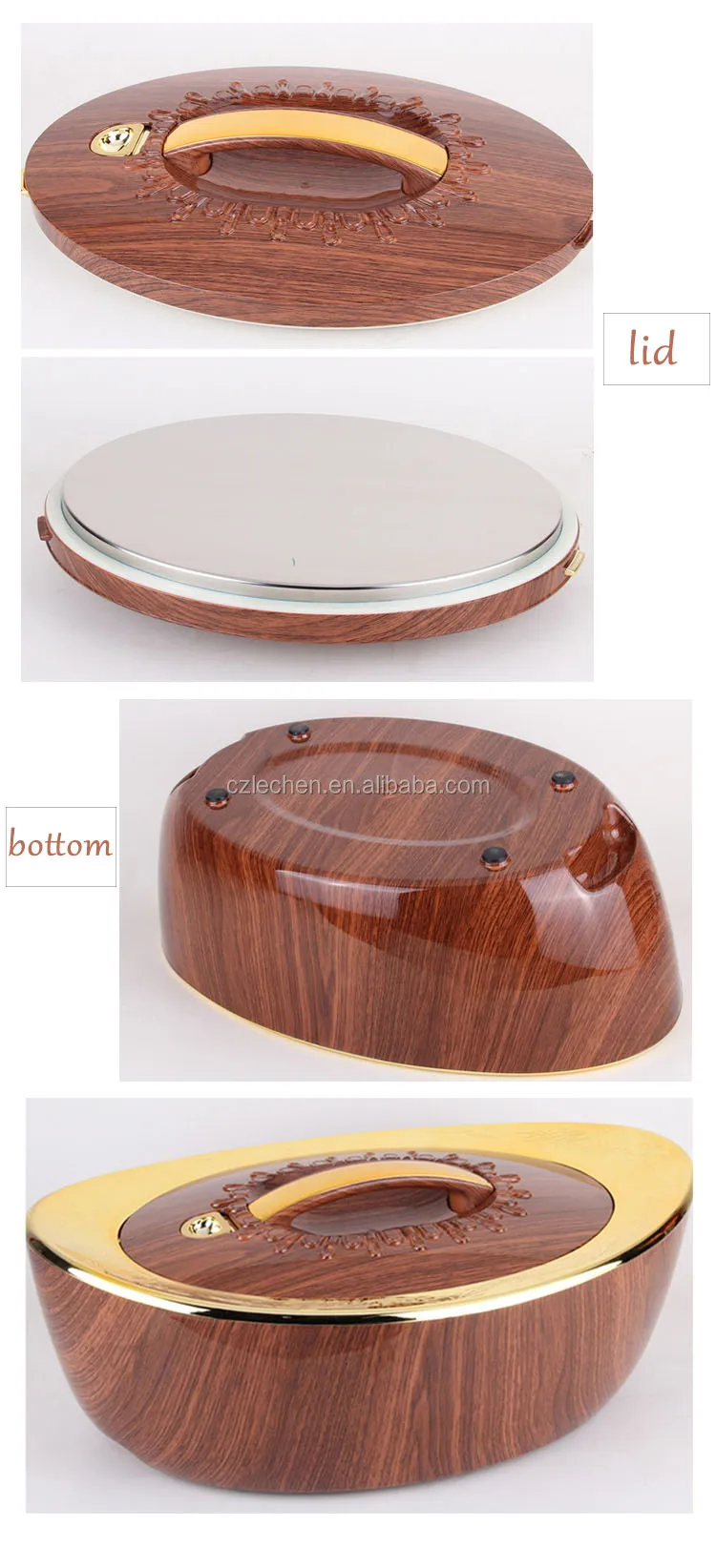 Stainless Steel Hot Pot Food Container Hot Pot Wood Grain /gold /black