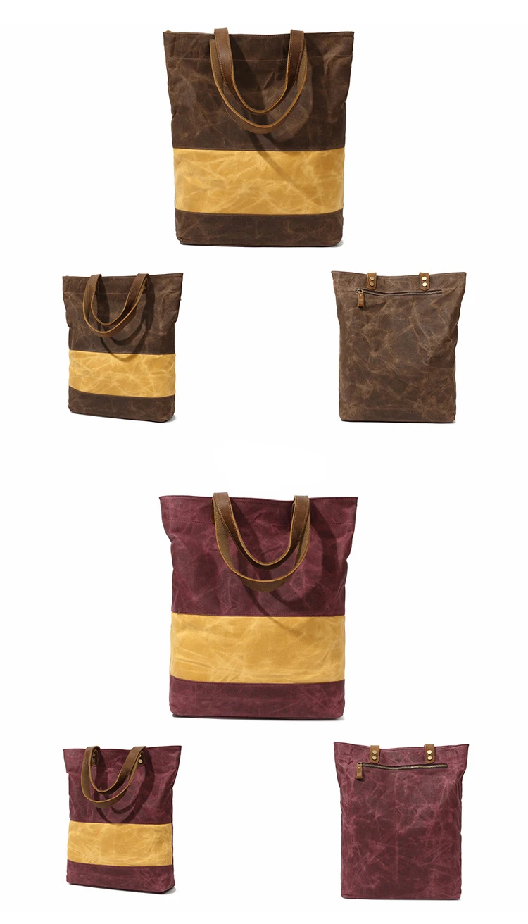 New design ECO friendly vintage brand waxed canvas water proof ladies women satchel handbag tote shoulder hand bag