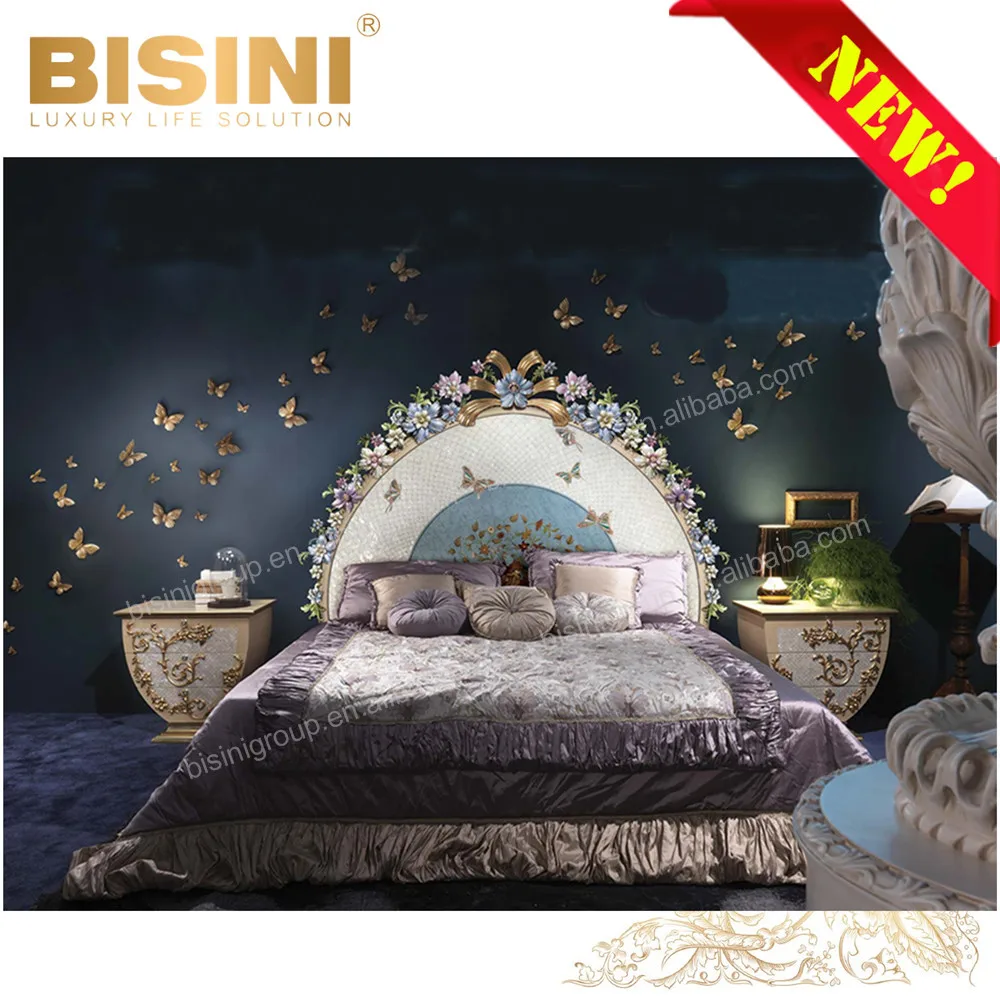 فاخر نوبل البنفسجي إيطاليا ميلان نمط جميلة الفراشات الزهور الزفاف طقم سرير/غرفة نوم الملكة حجم سرير مزدوج (BF11-Y10002)