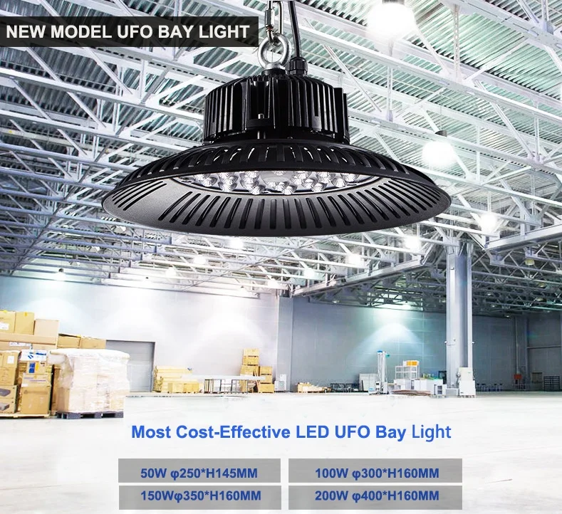 50W 100W 150W 200W LED High Bay Light Cheap LED UFO Lights Cost Effective Factory Warehouse Ceiling Light Workshop Garage OEM