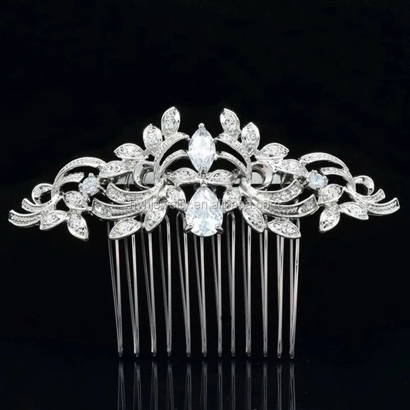 Top Sale Wedding Hair Accessories White Gold Plated Cz Diamond