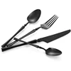 24pcs Party Vintage Travel Black Stainless Steel Cutlery set gift with Case