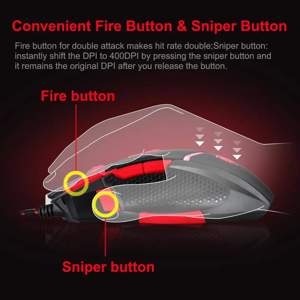 Optical Ergonomic Gaming Mouse With Fire Button Sniper Button Buy
