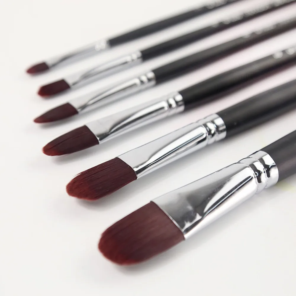 Artist Filbert Paint Brush Set 6 Pieces For Gouache,Acrylics,Oil