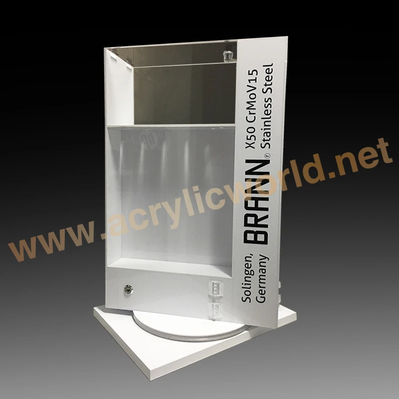 Led Acrylic 360 Rotating 4 Face Knife Storage Acrylic Display Case