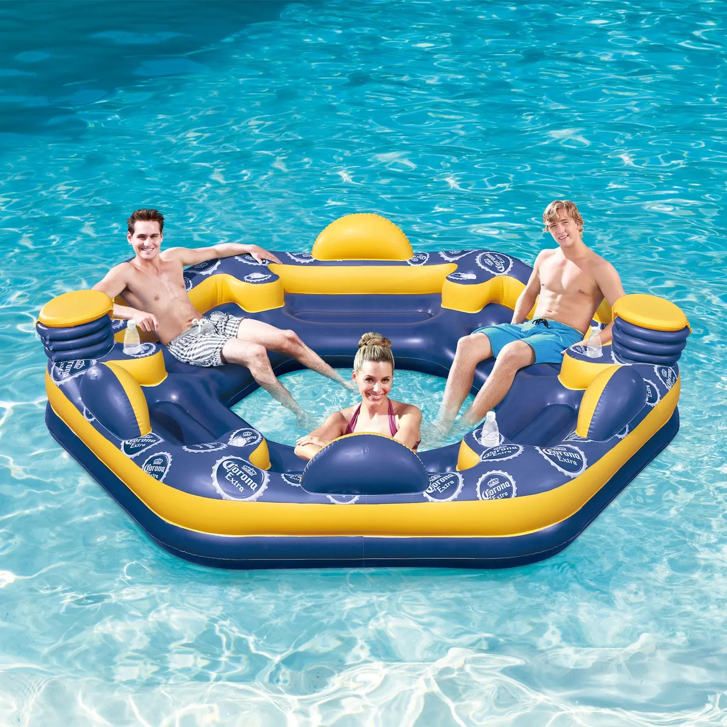 Buy Inflatable 6 Person Pool Raft Floating Island W 2 Built In Coolers