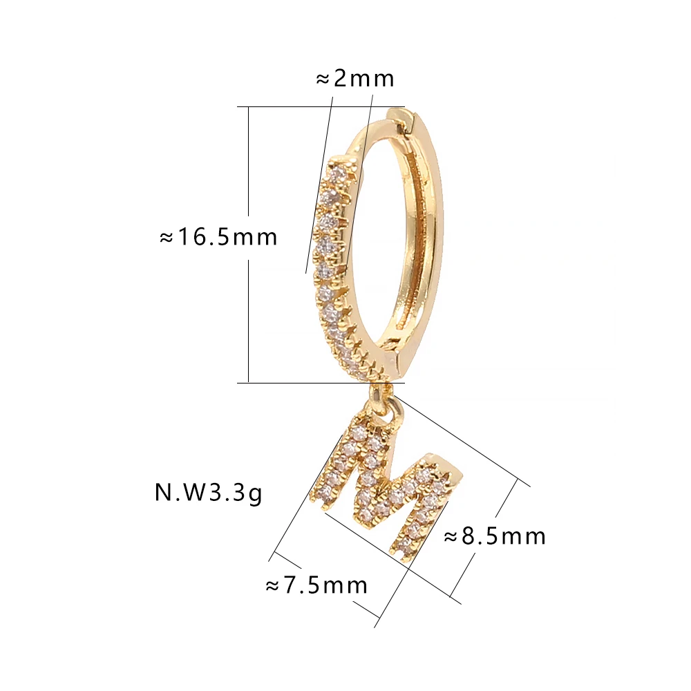 Best Selling 26 Letters Initial Hoop Earrings 18k Gold Plated Alphabet