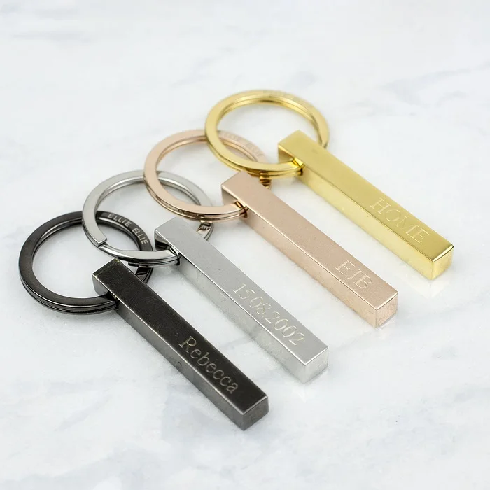 Stainless Steel Custom Name Key Chain Personalized Engraved Bar Keychain Gift 