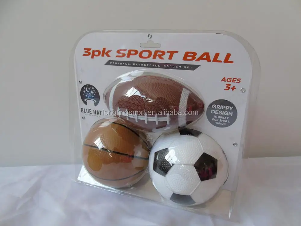 Mini Inflatable Ball Set 3pk Sports Ball Toy Set Football Basketball