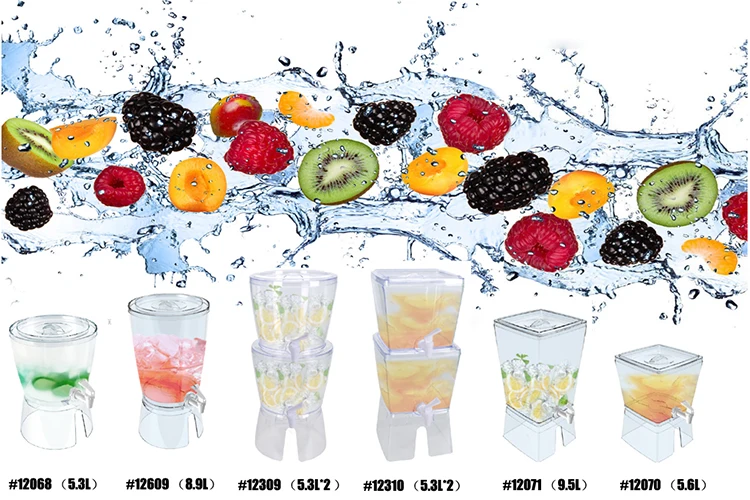 hot sale Party square soda beverage dispenser 5.3L juice beer dispenser with single Water Taps