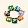 PG-8144 wholesale Square shaped lampwork glass beads best selling small hole flower glass beads for DIY jewelry