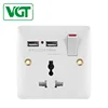 VGT Usb Double 13 Amp Plug 1 Gang Switch Electric Charger Power Port UK Wall Socket