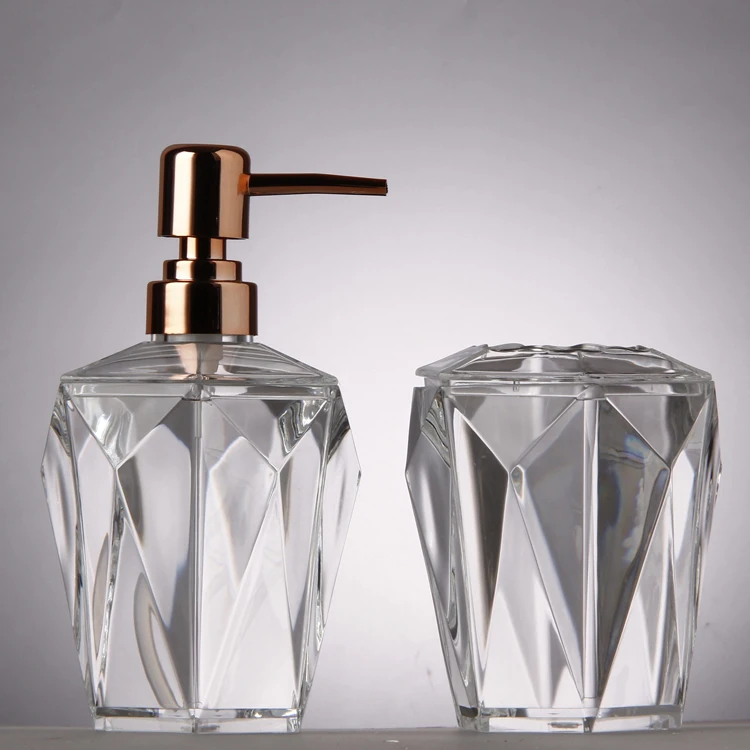 Factory Whole Soap Dispenser Set Clear Acrylic Stainless Steel Factory Whole Soap Dispenser Set