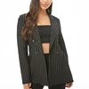 China Factory Wholesale Winter Jackets Striped Double-breasted Blazers Ladies Women