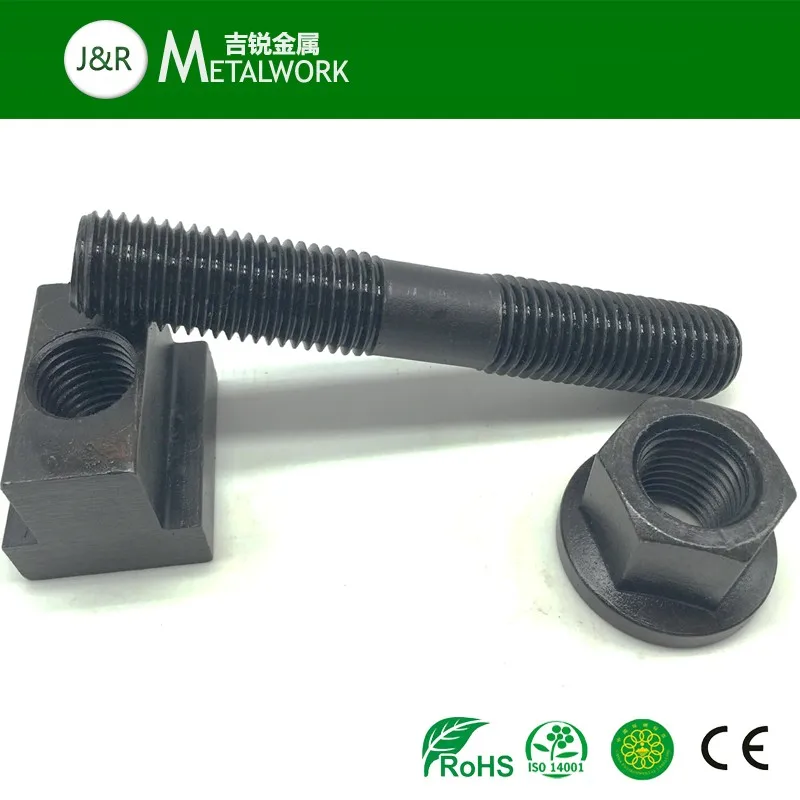 M10 M12 M14 Grade 10.9 Black Zinc Plated Double End Thread Stud Bolt