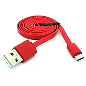 Red 3ft Flat USB Cable Rapid Charger Sync Power Wire Micro-USB Data Link Cord Supports Fast Charging for Sprint HTC Desire 626 - Sprint HTC Desire 626s - Sprint HTC EVO 4G LTE - Sprint HTC One