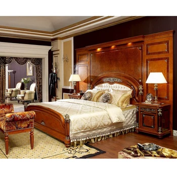 Yb29 Traditional Antique Mahogany Super King Size Master Solid Wood Bedroom Furniture Arabic Bedroom Set With Background Screen Buy Luxurious King