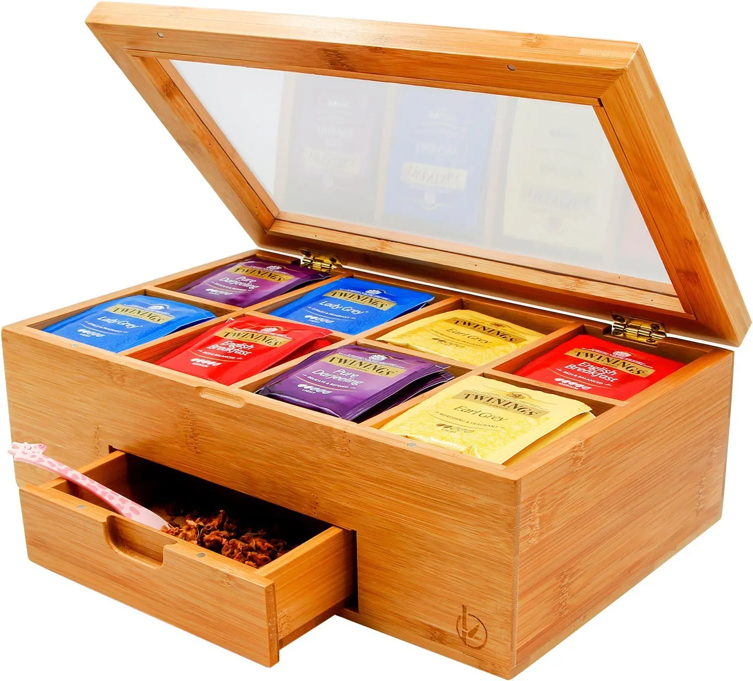wooden tea box organizer