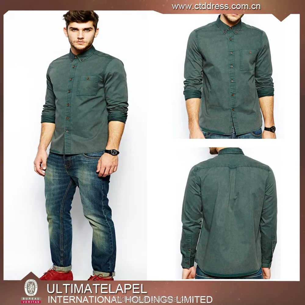 camisa verde oscuro hombre