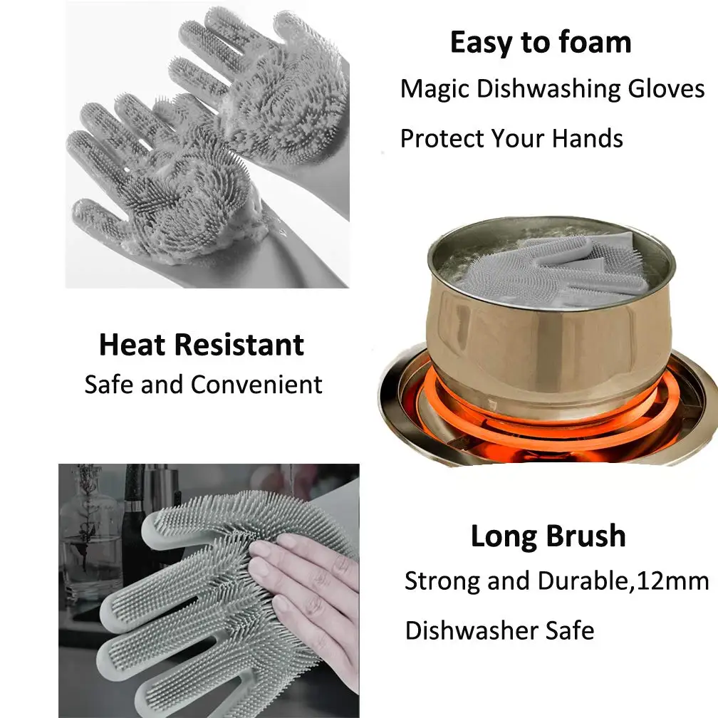 Silicone Cleaning Brush Scrubber Silicone Magic Gloves