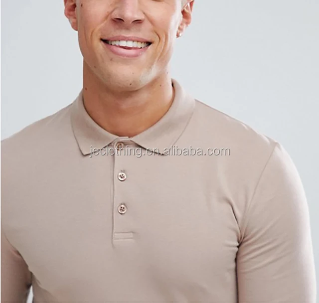 long sleeve muscle fit polo