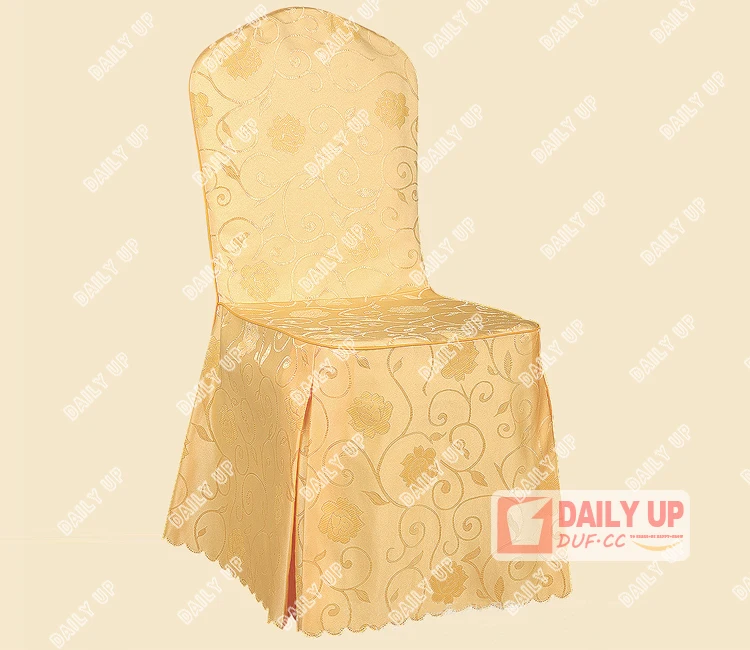 Jacquard Banquet Chair Cover for Wedding Polyester Damask Ruffled Chair Cover Hotel Polyester Stretch Chair Cover for Party Hall